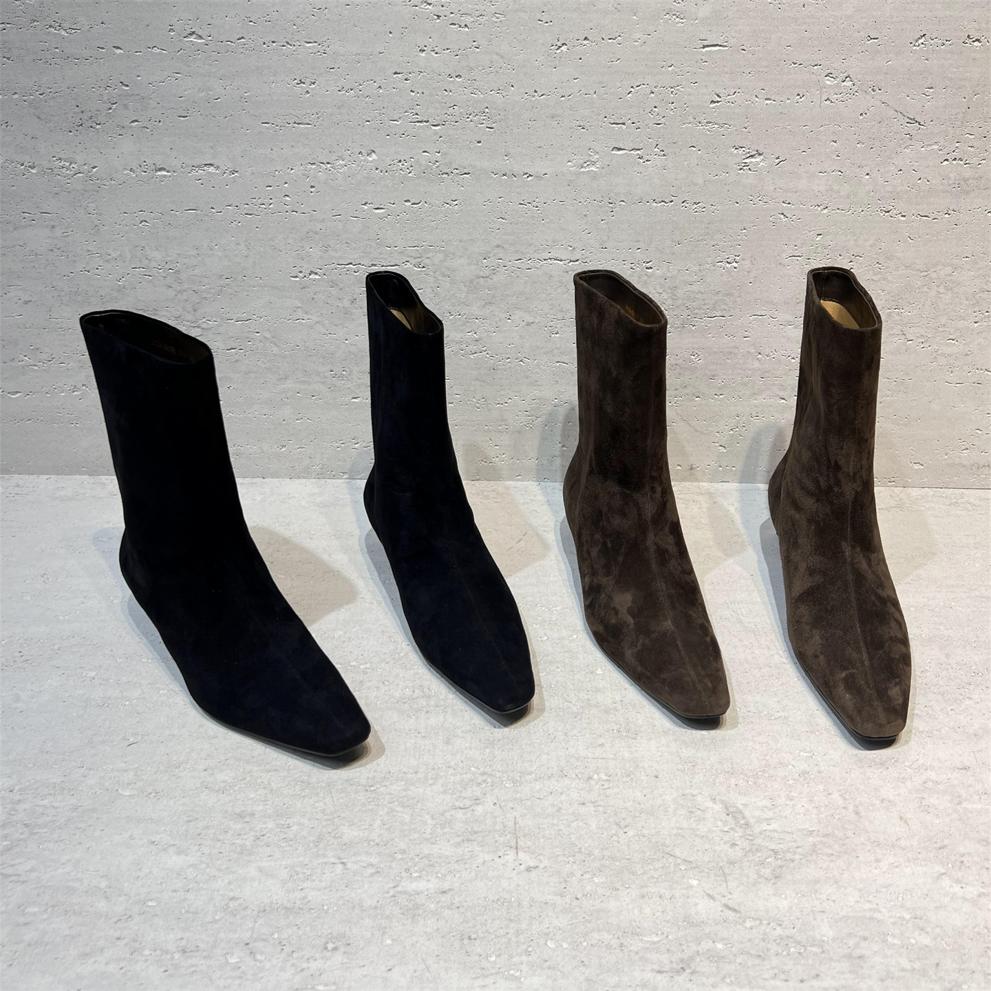 真皮磨砂皮方头时装马丁靴中筒靴