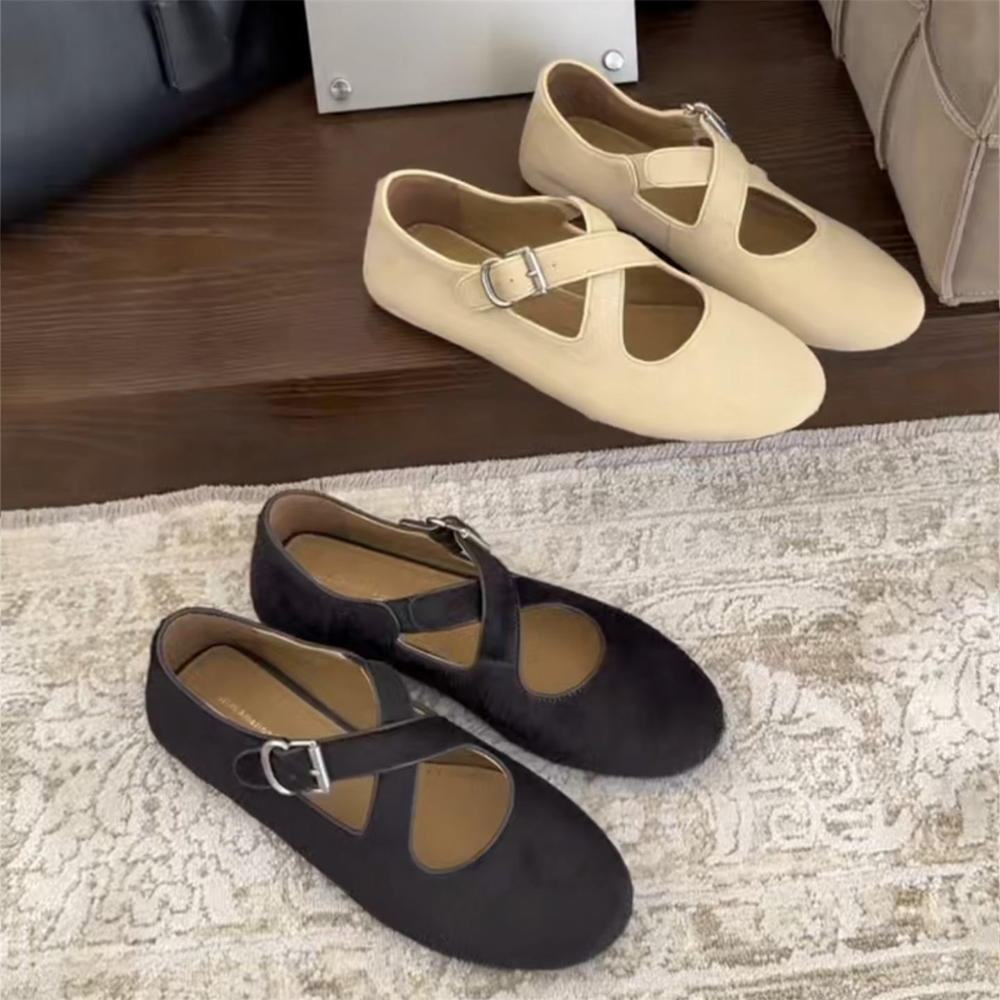 WM6女鞋2026春新款欧货真皮交叉带一字带平底浅口单鞋玛丽珍鞋潮,女鞋,玛丽珍鞋,淘宝优惠券,粉丝福利购,淘宝优惠卷