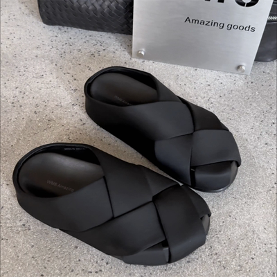 wm6女鞋真皮厚底勃肯半拖包头拖