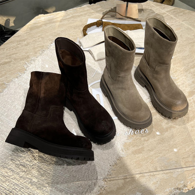 欧洲站真皮磨砂时尚短靴马丁靴