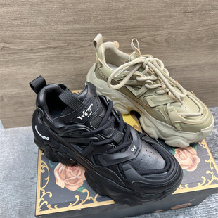 欧洲站乐魔女鞋2024新款欧货真皮系带厚底ins老爹鞋休闲运动鞋潮