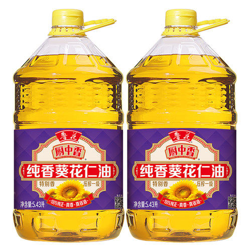 山东鲁花集团厨中香纯香葵花仁油5.43L*2瓶 物理压榨 粮油 食用油