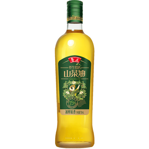 鲁花山茶籽油750ml 玻璃瓶煎、炒、烹、炸、凉拌 压榨工艺