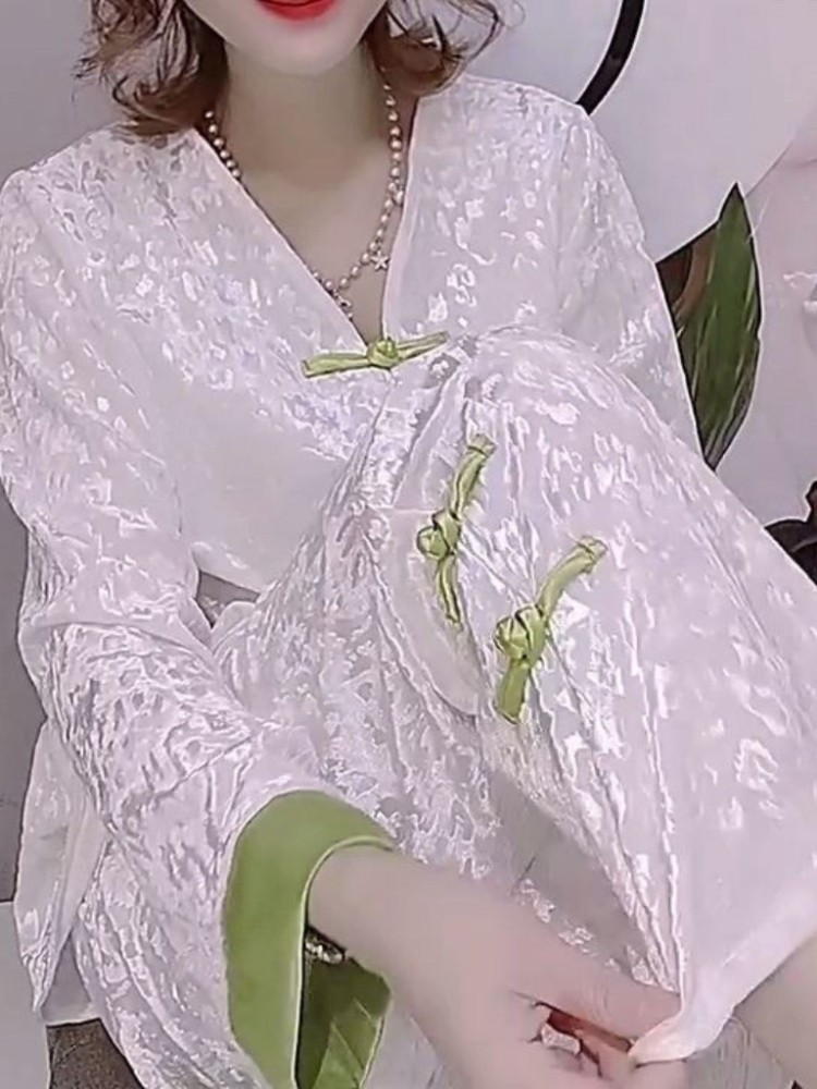 金丝绒休闲睡衣女款春秋2025年新款冬季国风女士长裤家居服套装女