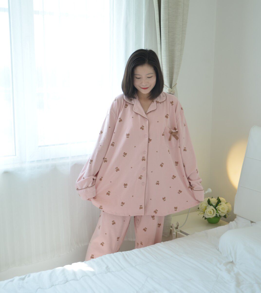 女针织纯棉加肥大码睡衣