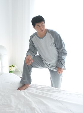 男纯棉加肥大码睡衣秋季