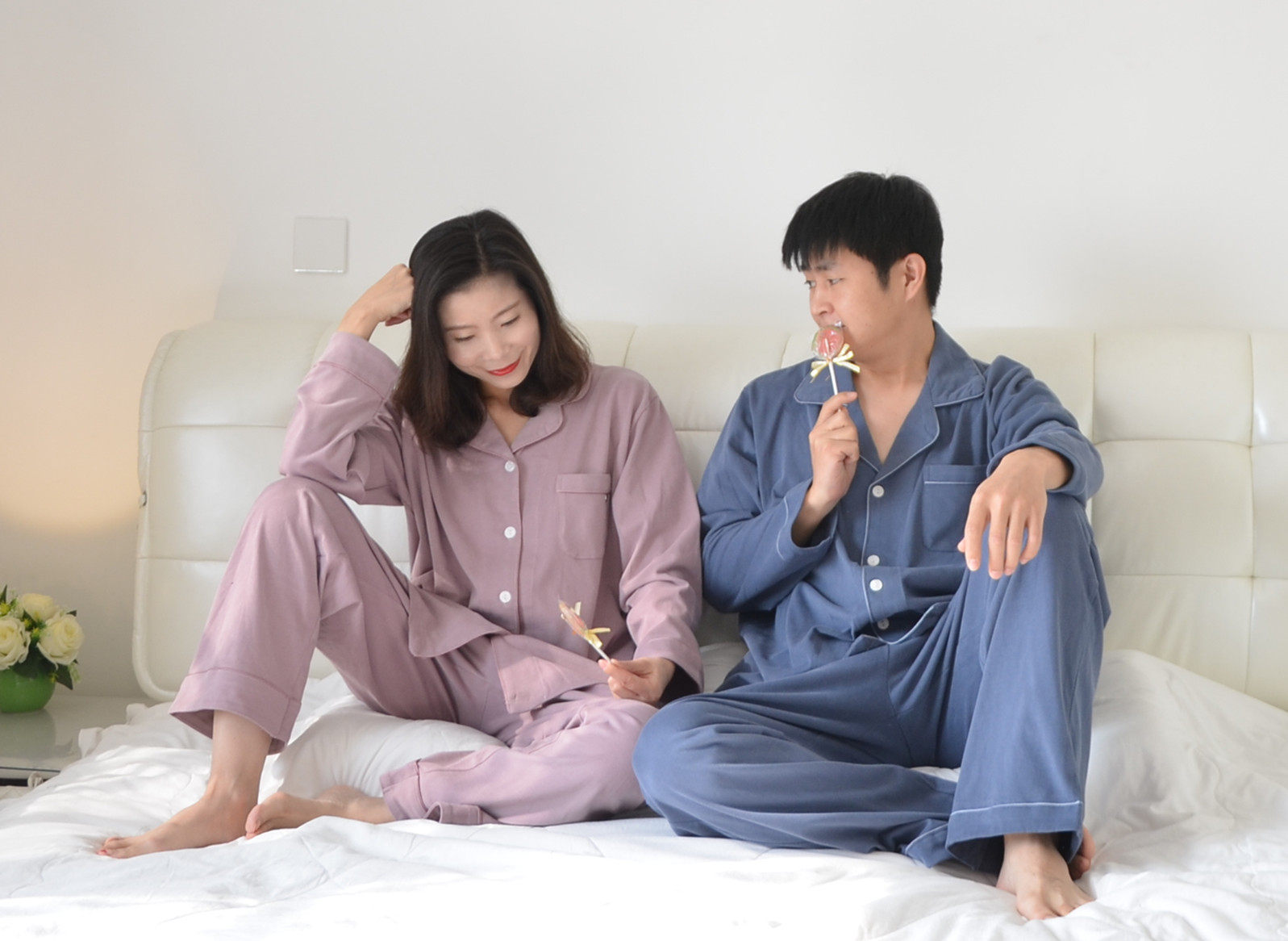 加大码情侣睡衣女春秋加厚纯棉长袖衬衫款男士秋冬季家居服200斤