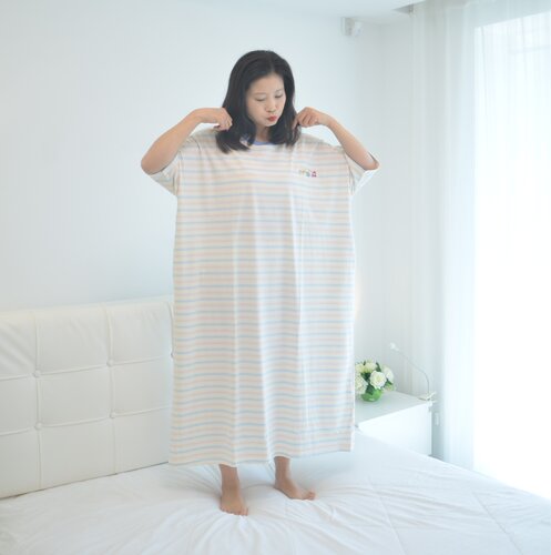 纯棉夏季加肥大码短袖睡裙