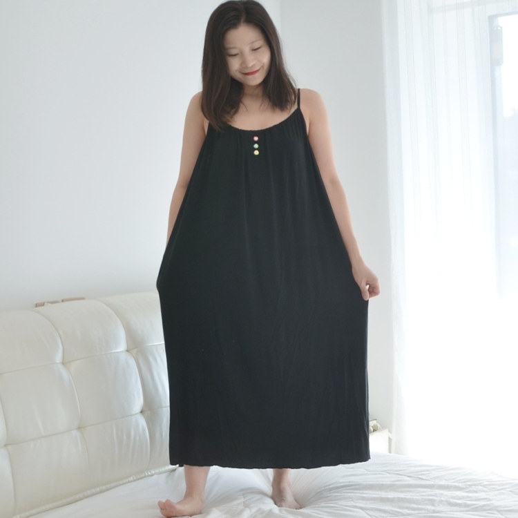 加肥大码吊带睡裙女夏季加肥大码莫代尔胖MM200斤家居睡袍可外穿