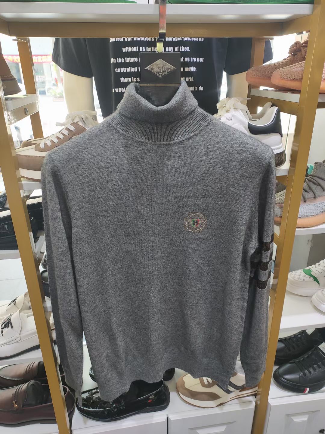 阿尔巴卡冬季简约高领保暖男士羊绒衫，修身，打底，毛衣！