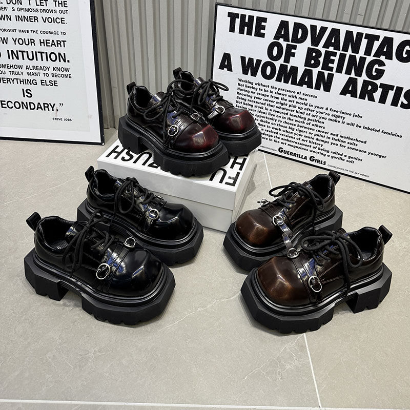 乐福鞋厚底松糕鞋女系带小皮鞋德比鞋百搭增高休闲鞋单鞋女610-16,女鞋,松糕（摇摇）鞋,淘宝优惠券,粉丝福利购,淘宝优惠卷