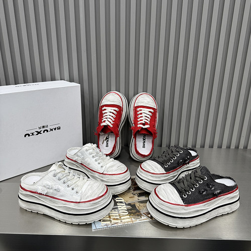 26厚底牛仔毛边增高女松糕鞋