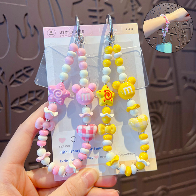 手工diy米奇头串珠手机链条挂件女创意多巴胺汽车包包钥匙扣挂饰
