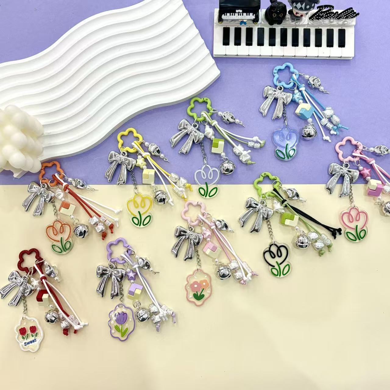 原创萌粒小提溜羊角钉潮玩创意多巴胺手工diy可爱手机包包钥匙扣