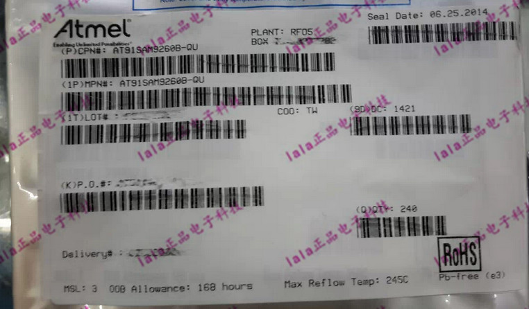 AT91SAM9260B-QU   AT91SAM9260 AT91SAM9260-QU 控制器 PQFP-208