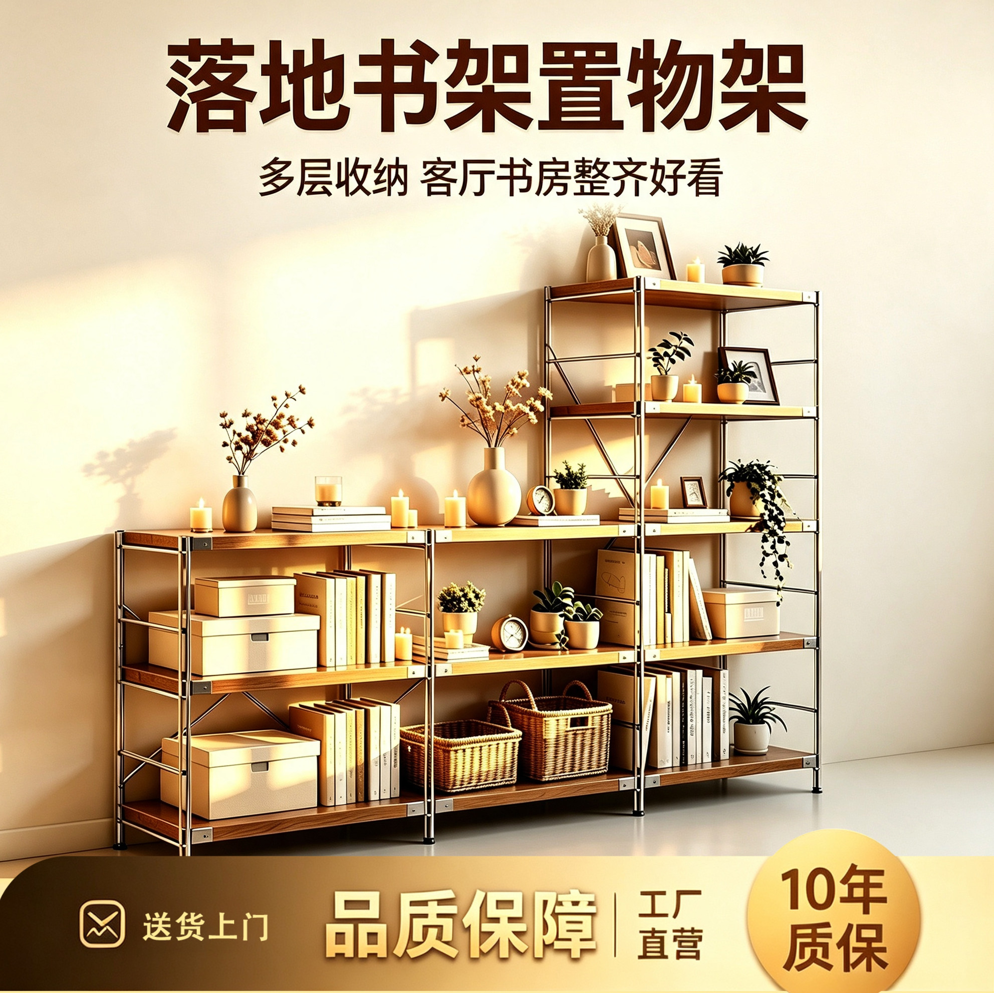 日式光轴落地多功能收纳置物架