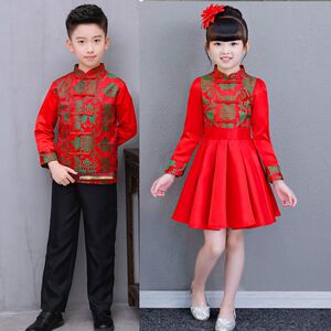 十一新款儿童合唱演出服女童蓬蓬公主裙中小学生诗歌朗诵表演服装