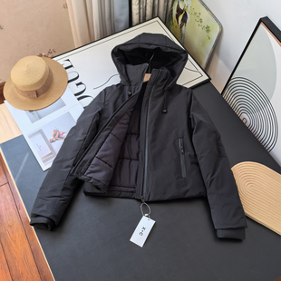 宽松百搭压胶防风保暧立领连帽棉服外套女冬季 简约时尚 西班牙D