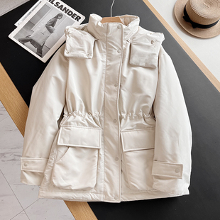 重磅牛货！2024冬季高性能复合保暖收腰显瘦工装连帽羽绒服外套女