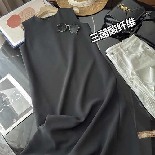 极简时尚醋酸开衩无袖连衣裙包邮