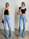 GNAILLY 显高显瘦 冰氧吧科技凉感牛仔喇叭开叉长裤 吉娜莉夏季 薄款