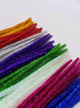 雪妮8mm*50㎝*10根 闪光金葱毛根条超密扭棒幼教DIY花束手工材料