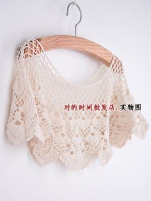 小披肩百搭宽松蕾丝罩衫薄短款流苏勾花镂空坎肩连衣裙斗篷夏开衫在类目 女装/女士精品, 短外套中 - 来自Buy2taobao.com提供专业的淘宝代购服务
