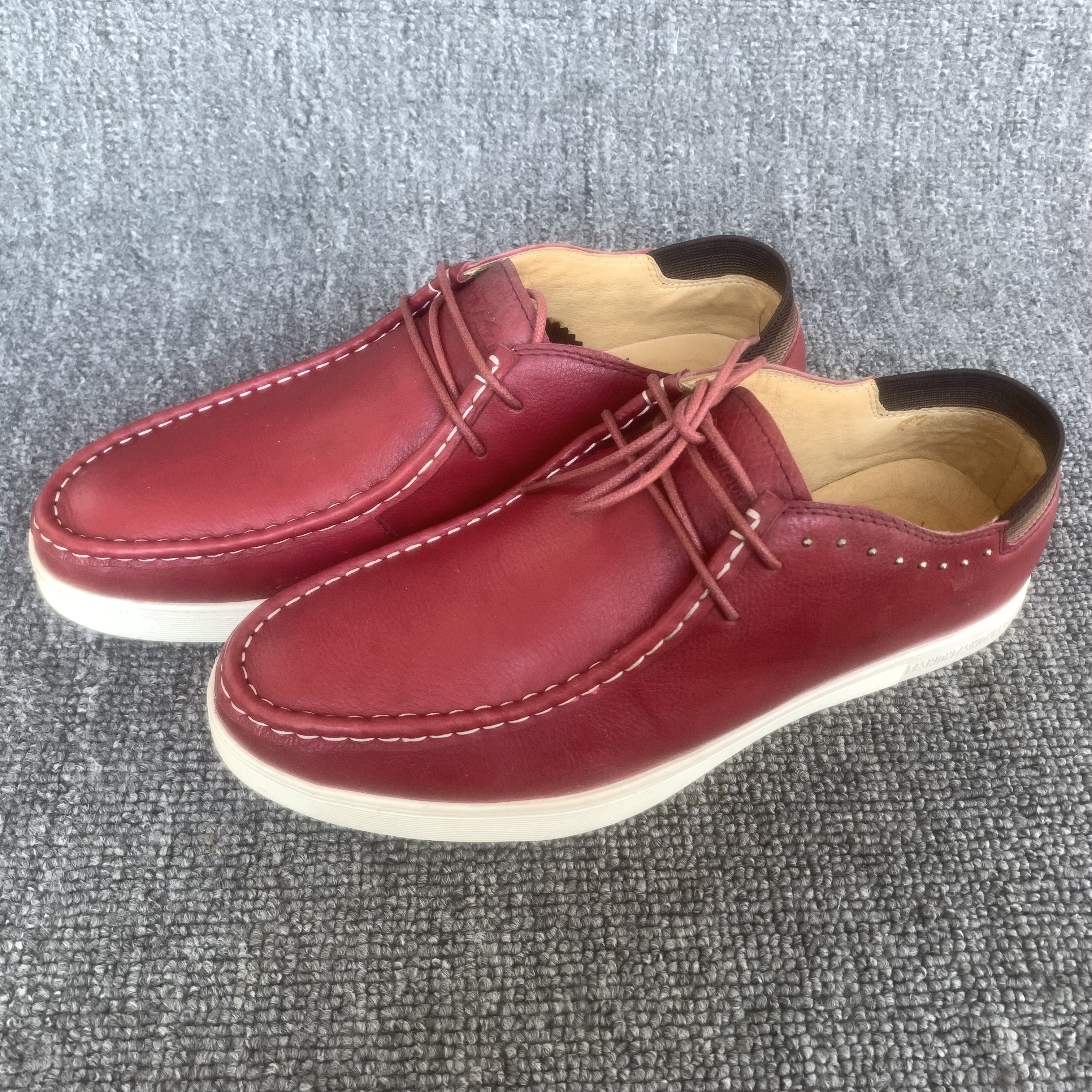 撤柜尾货37码公牛真皮男鞋休闲鞋系带圆头春秋透气低帮鞋皮鞋红色