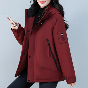 高品质冲锋衣夹棉外套女款秋冬2025新款时尚宽松大码防风加厚棉服