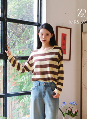 MRS ZORA佐拉2025新款条纹针织衫秋季休闲时尚53BZZ1090