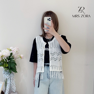 ZORA佐拉2025新款 MRS 针织白色马甲52B2ZZ1055