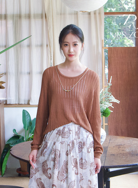 MRS ZORA佐拉秋季棕色镂空针织衫女设计款53AZZ1017