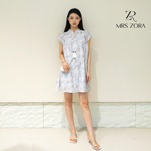 MRS 52D1LQ1143 ZORA佐拉2025新款 浅蓝色连衣裙超仙薄款
