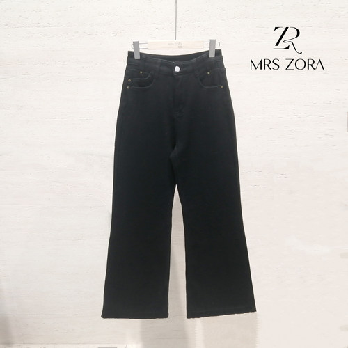 MRS ZORA佐拉新款黑色微喇裤加绒加厚显瘦显高54CKZ1506