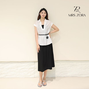 气质52CTZ1241 MRS ZORA佐拉2025新款 套装 白色蓝色上衣吊带裙时尚
