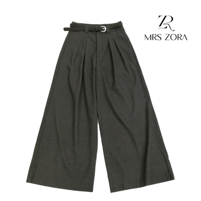 MRS ZORA佐拉秋冬新款毛呢阔腿裤咖色显高显瘦54BKZ1095