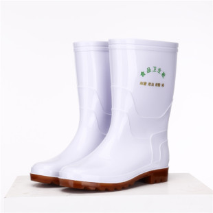 水靴耐酸碱油 水鞋 男女中高筒食品卫生靴白色保暖雨鞋 雨靴防滑套鞋