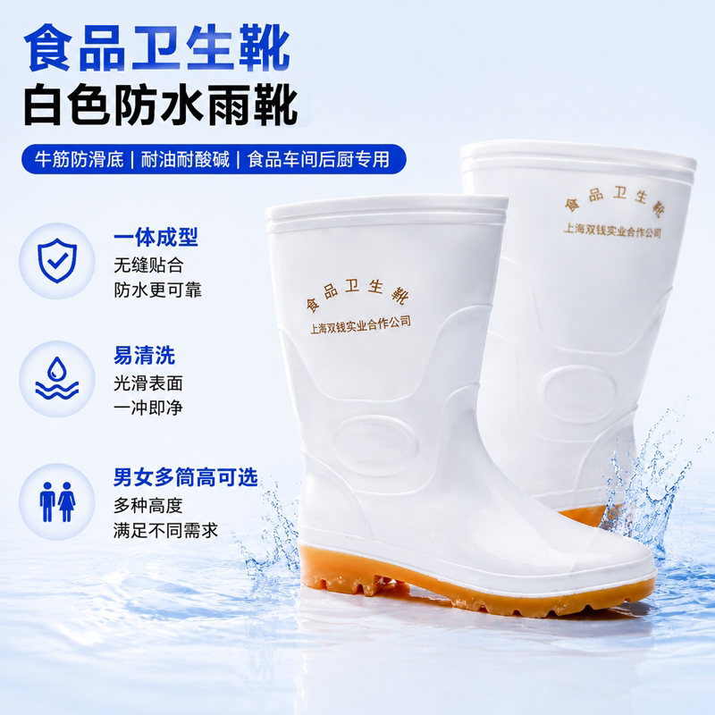男女中高筒食品卫生靴白色雨鞋雨靴防滑耐磨套鞋水鞋水靴耐酸碱油