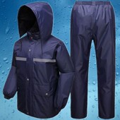 成人分体雨衣 电动车摩托车双层加厚雨披男女式 反光条雨衣雨裤 套装