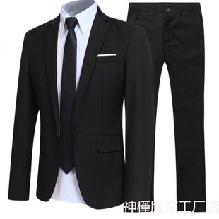 厂家黑色男式休闲商务西装男士西服套装韩版职业正装工作服