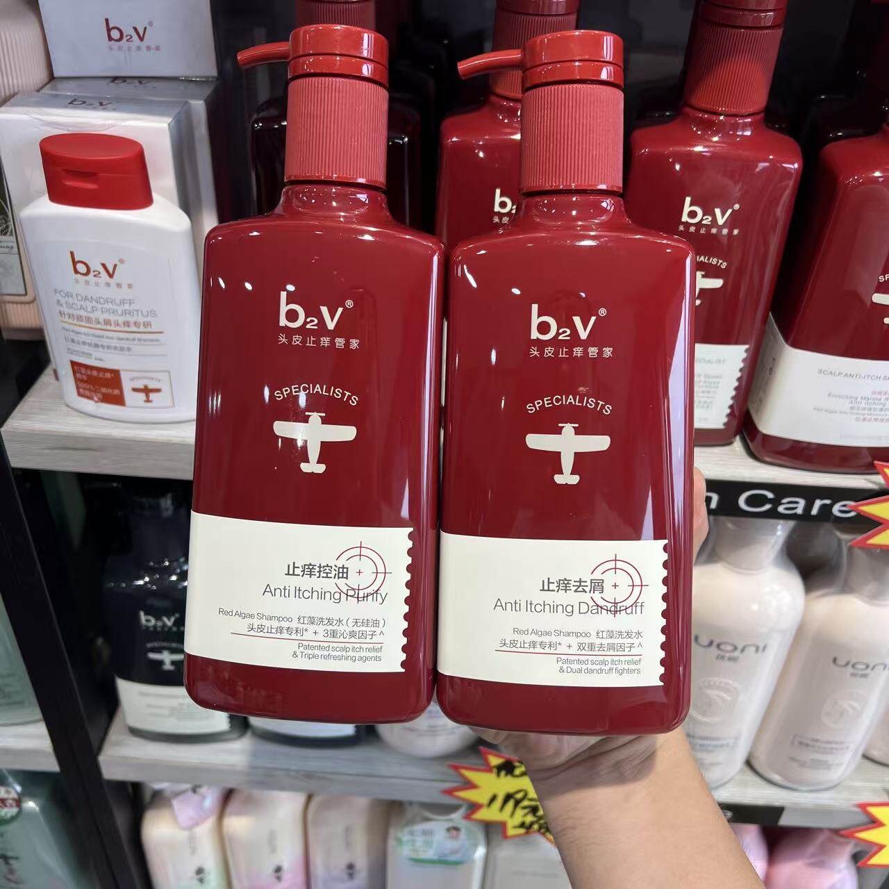 b2v红藻止痒控油洗发水800ml祛屑清爽持久留香无硅油蓬松官方正品