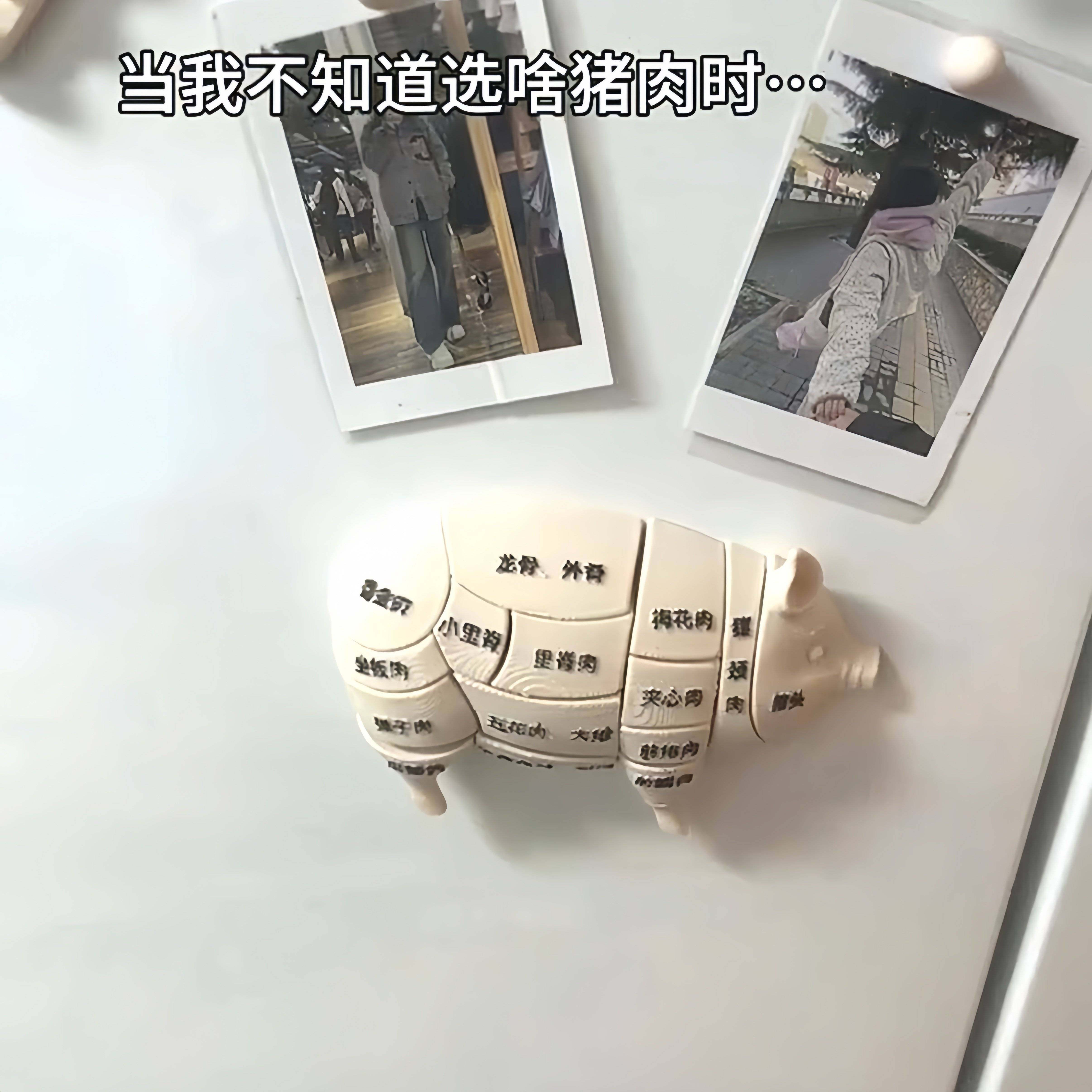 猪肉分割冰箱贴创意趣味猪肉分解部位模型冰箱烹饪爱好者参考摆件