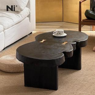 Ni尼家侘寂风实木茶几异形设计师小茶台原木网红咖啡桌民宿矮茶桌