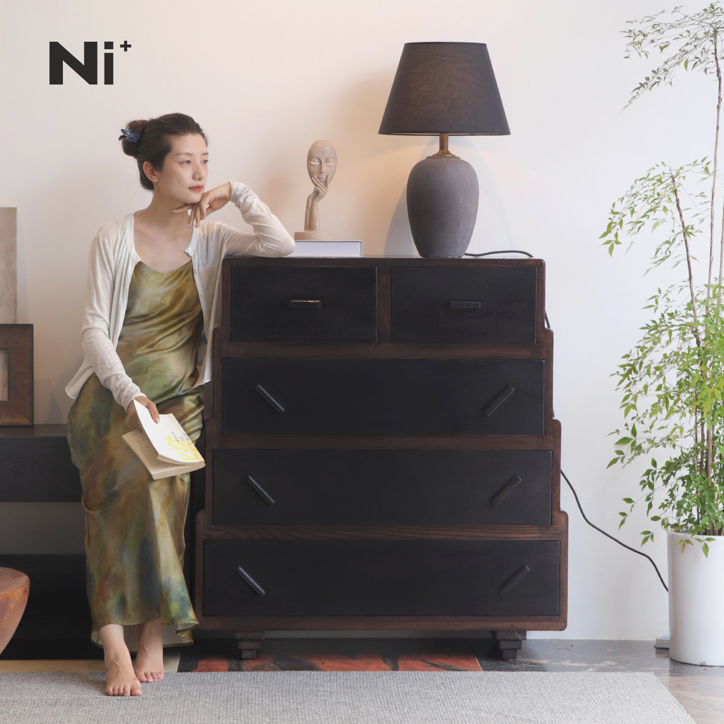 Ni尼家老钱风复古五斗柜客厅中古风收纳柜电视边柜卧室黑色床尾柜,住宅家具,斗柜,淘宝优惠券,粉丝福利购,淘宝优惠卷