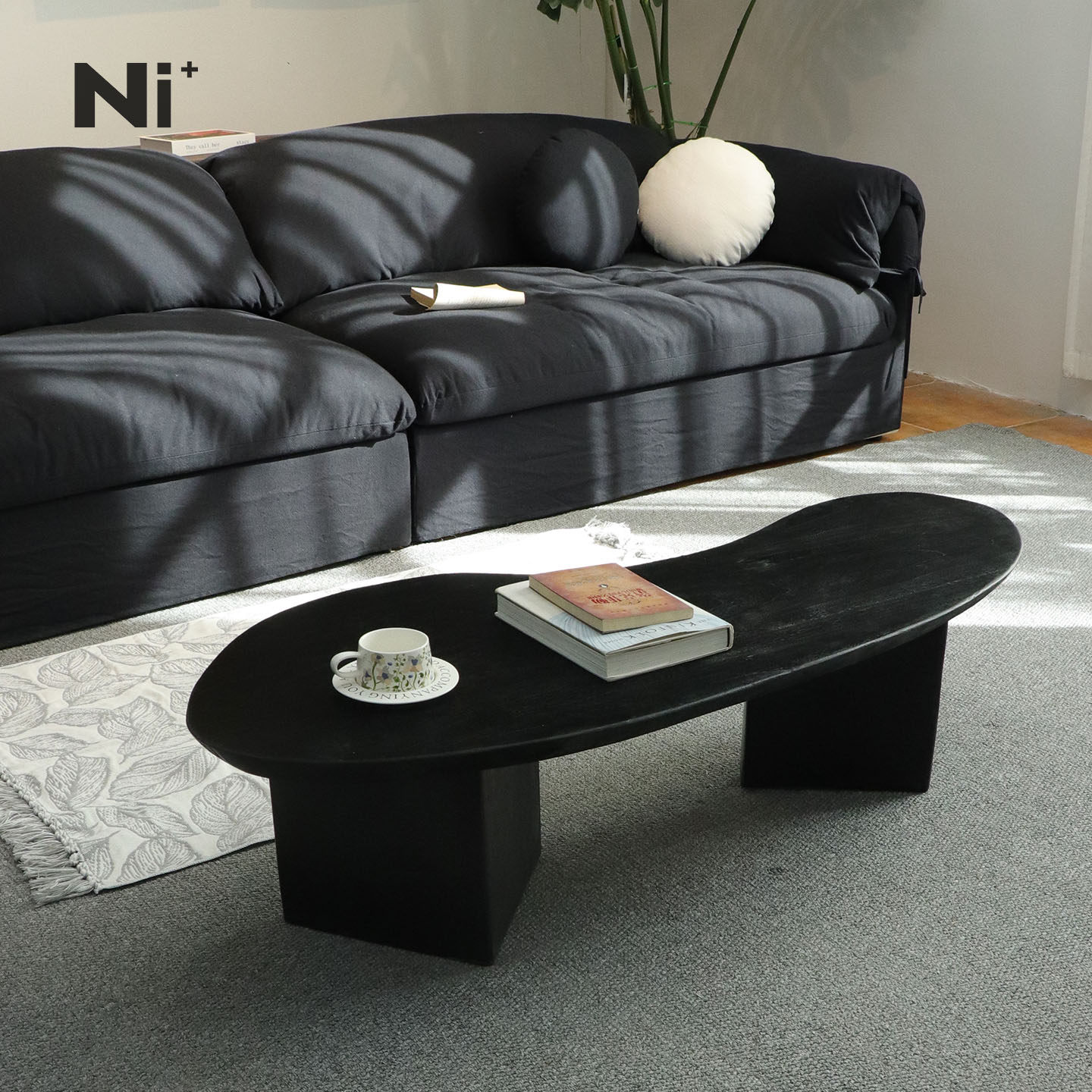 Ni尼家中古风异形茶几小户型客厅意式极简咖啡桌侘寂风实木茶几桌