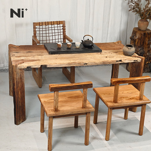 实木民宿复古茶桌侘寂风阳台桌子