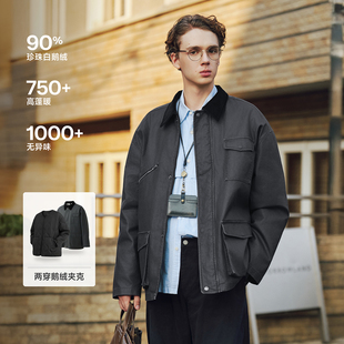 RESTICK Vintage水洗巴恩风谷仓夹克90鹅绒三合一可拆卸羽绒服