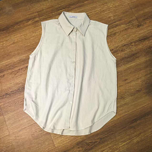 磨毛叠搭伴侣无袖衬衫女衬衣背心打底马甲坎肩杏色内搭