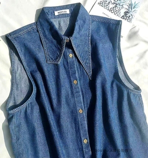 原创秋冬叠穿牛仔无袖背心假领内搭假领子女衬衣打底卫衣内搭衬衫