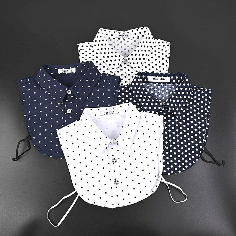 波点棉磨毛假领子女百搭衬衣领卫衣领毛衣领假领男衬衫领儿童女
